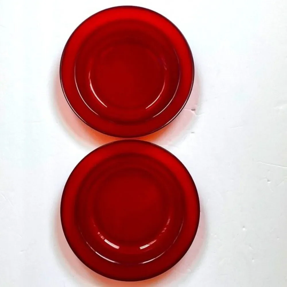 Arcoroc Glcoloc 29 France RED Ruby Glass 8. 3/4